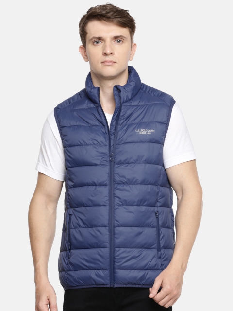 

U.S. Polo Assn. Men Blue Solid Puffer Jacket