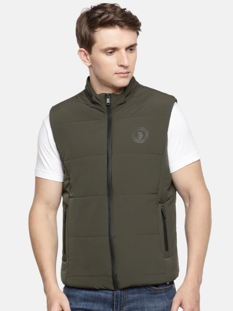 

U.S. Polo Assn. Men Olive Green Solid Padded Jacket
