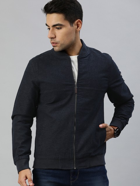 

U.S. Polo Assn. Men Navy Blue Solid Bomber Jacket