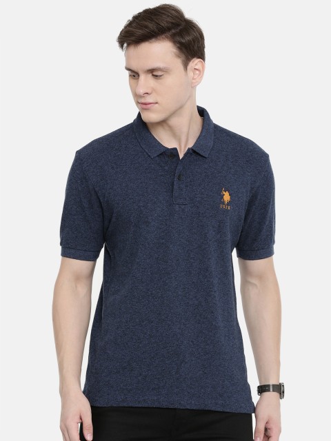 

U.S. Polo Assn. Men Navy Blue Solid Polo Collar T-shirt