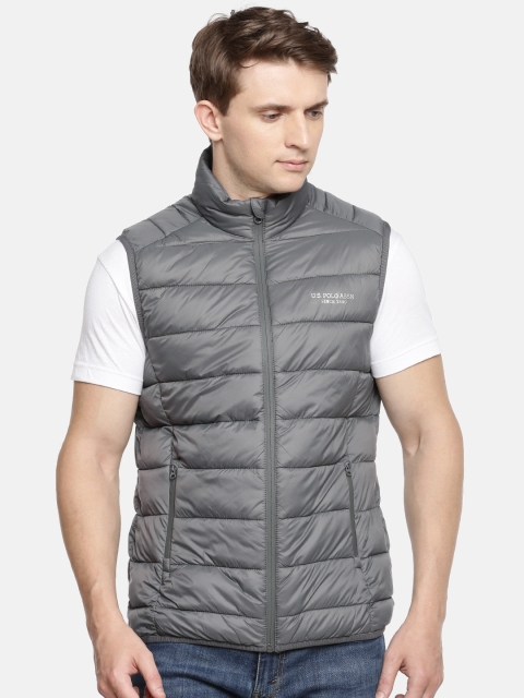 

U.S. Polo Assn. Men Grey Solid Puffer Jacket