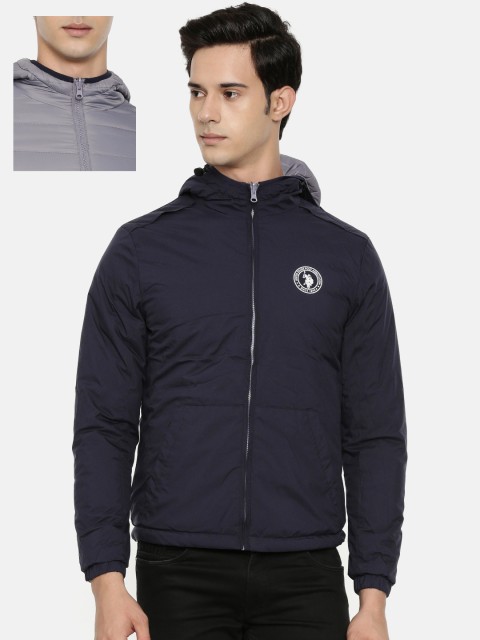 

U.S. Polo Assn. Men Navy Blue Solid Hooded Reversible Padded Jacket