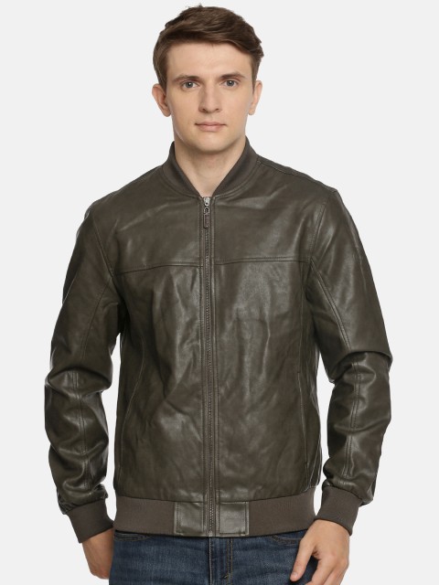 

U.S. Polo Assn. Men Olive Green Solid Bomber Jacket