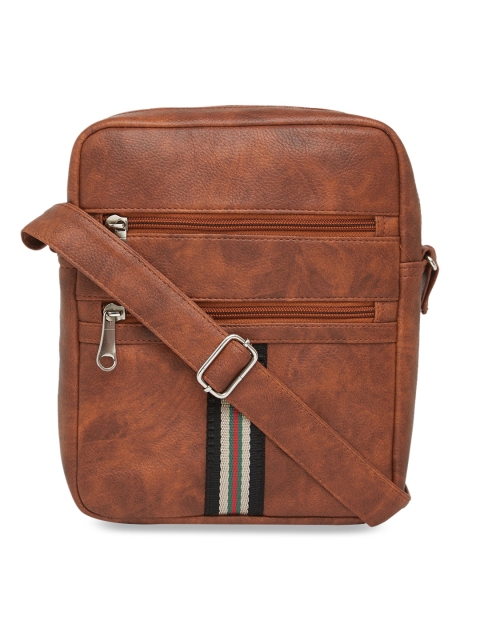 Unisex Tan Brown Solid Messenger Bag
