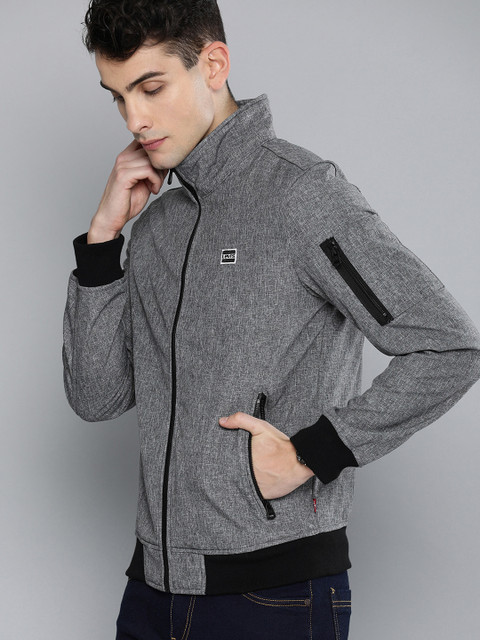 

Levis Men Grey Melange Solid Bomber Jacket