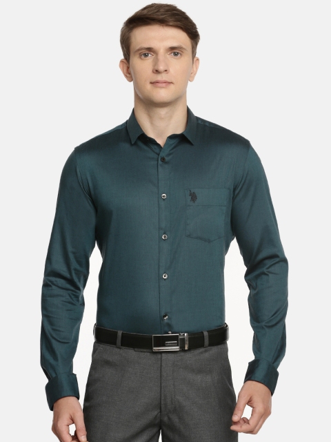 

U.S. Polo Assn. Tailored Men Teal Green Slim Fit Solid Formal Shirt