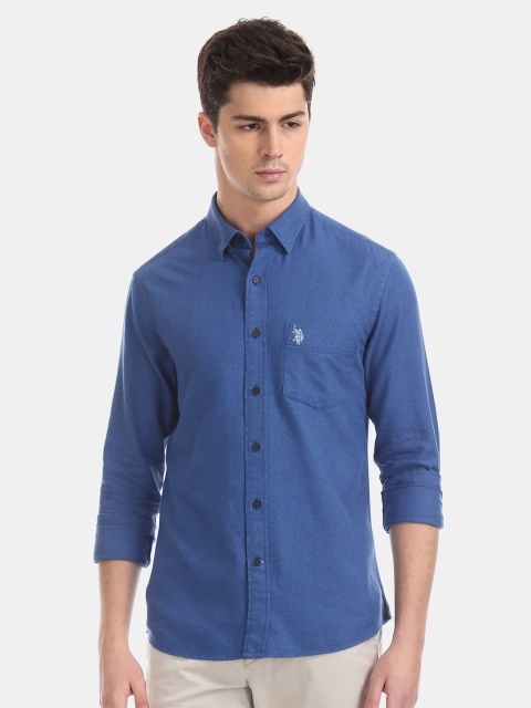 

U.S. Polo Assn. Men Navy Blue Tailored Fit Solid Casual Shirt