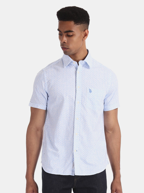 

U.S. Polo Assn. Men Blue Regular Fit Printed Casual Shirt