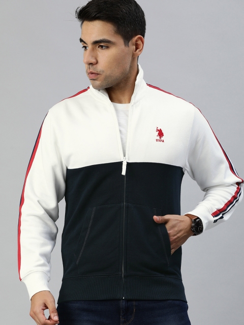 

U.S. Polo Assn. Men Navy Blue & White Colourblocked Sweatshirt