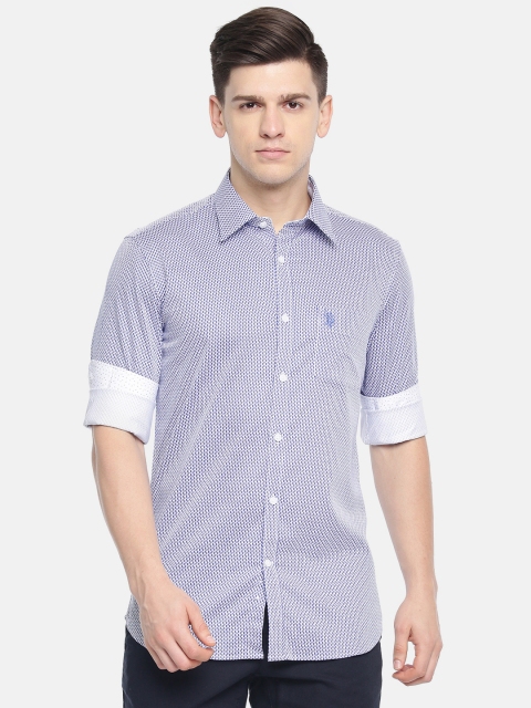 

U.S. Polo Assn. Tailored Men Blue & White Slim Fit Printed Casual Shirt
