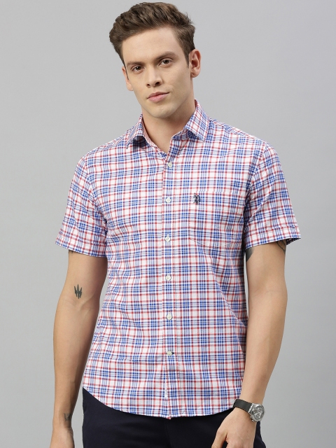 

U.S. Polo Assn. Men Red & Blue Tailored Fit Checked Casual Shirt