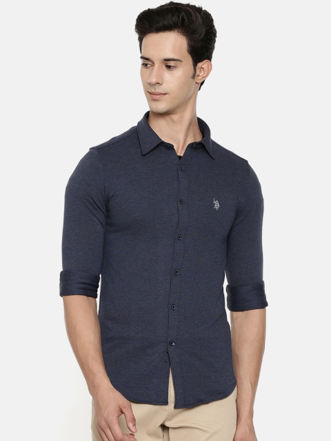 

U.S. Polo Assn. Tailored Men Navy Blue Regular Fit Solid Casual Shirt