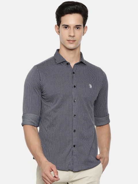 

U.S. Polo Assn. Tailored Men Navy Blue & White Regular Fit Striped Casual Shirt