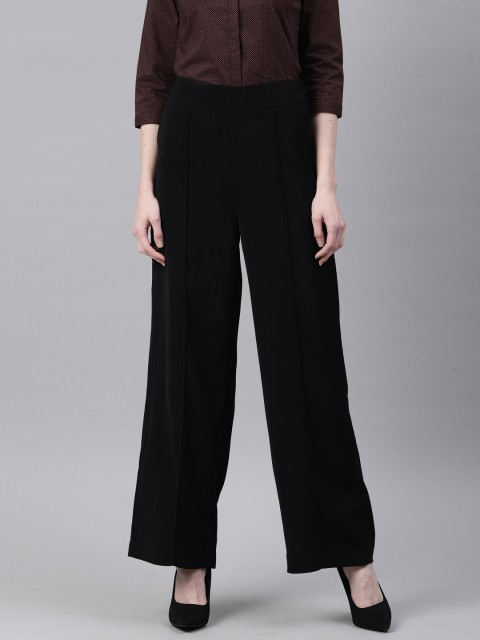 

Van Heusen Woman Black Regular Fit Solid Parallel Trousers