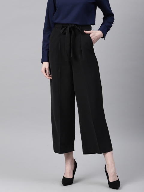 

Van Heusen Women Black Regular Fit Solid Parallel Trousers