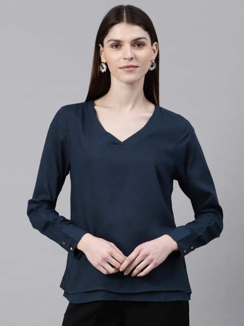 

Van Heusen Woman Women Navy Blue Solid Top