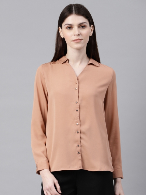 

Van Heusen Woman Women Nude-Coloured Regular Fit Solid Smart Casual Shirt