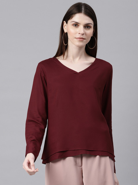

Van Heusen Woman Women Maroon Solid Top