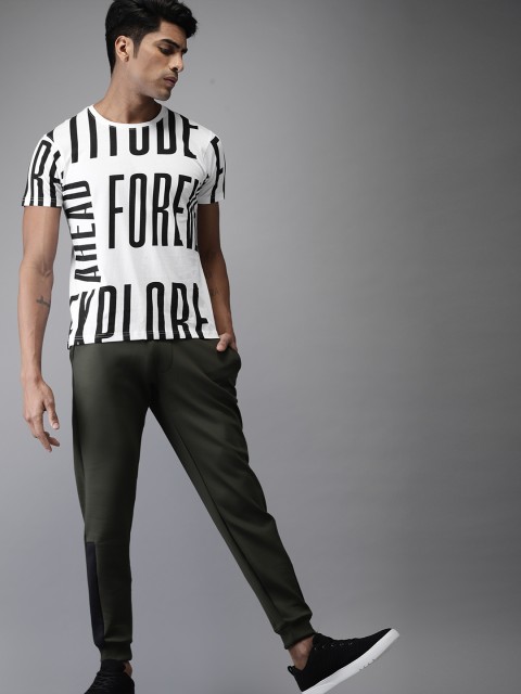 

Moda Rapido Men White & Black Printed Round Neck T-shirt