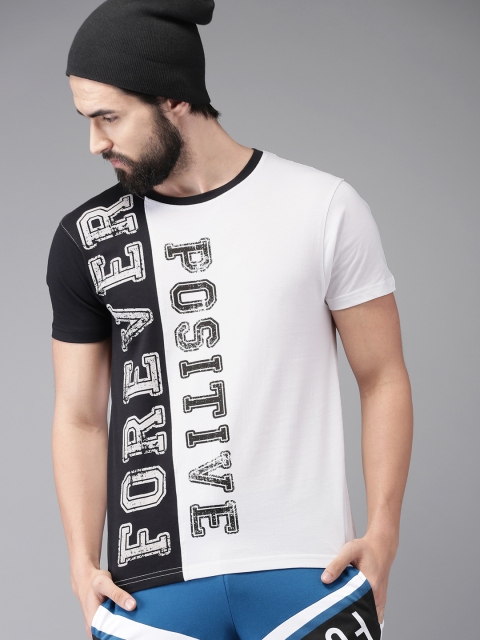 

Moda Rapido Men Black & White Colourblocked Round Neck T-shirt