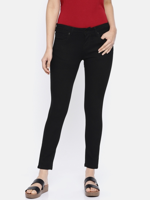

Pepe Jeans Women Black Jeggings Super Skinny Fit Mid-Rise Clean Look Stretchable Jeans