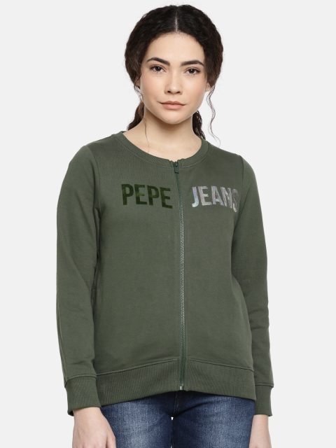

Pepe Jeans Women Olive Green Printed Sweatshirt