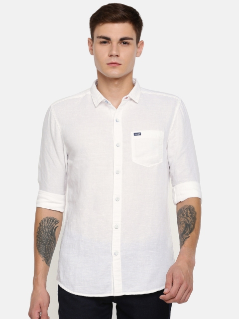 

Wrangler Men White Regular Fit Solid Casual Shirt