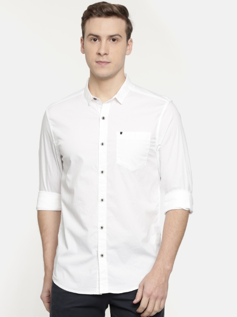 

Wrangler Men White Slim Fit Solid Casual Shirt