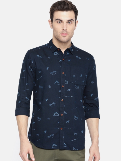 

Wrangler Men Navy Blue Regular Fit Printed Casual Shirt