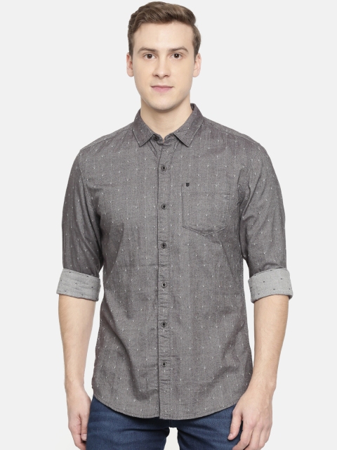 

Wrangler Men Grey Self Design Regular Fit Casual Shirt
