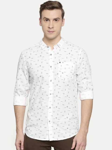 

Wrangler Men White Slim Fit Printed Casual Shirt