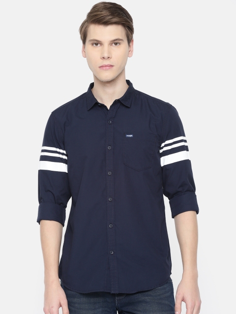 

Wrangler Men Navy Blue Slim Fit Solid Casual Shirt