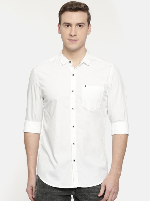 

Wrangler Men White Slim Fit Solid Casual Shirt