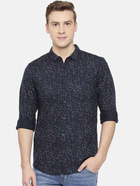 

Wrangler Men Navy Blue Slim Fit Printed Casual Shirt