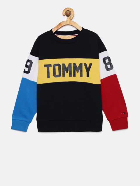 

Tommy Hilfiger Boys Navy Blue & Yellow Colourblocked Sweatshirt