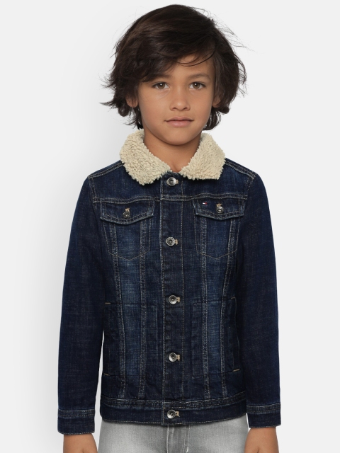 

Tommy Hilfiger Boys Blue Solid Rodgers Sherpa Lined Denim Jacket