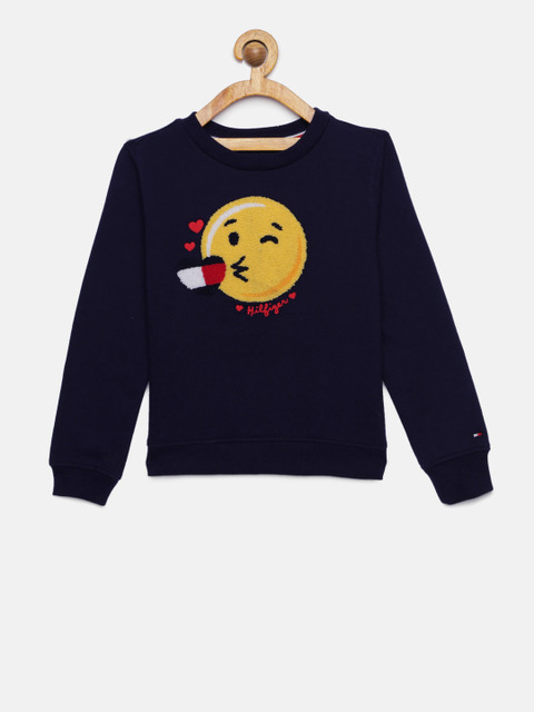

Tommy Hilfiger Girls Navy Blue Self Design Sweatshirt