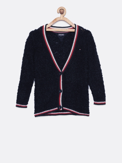 

Tommy Hilfiger Girls Navy Blue Self Design Sweater