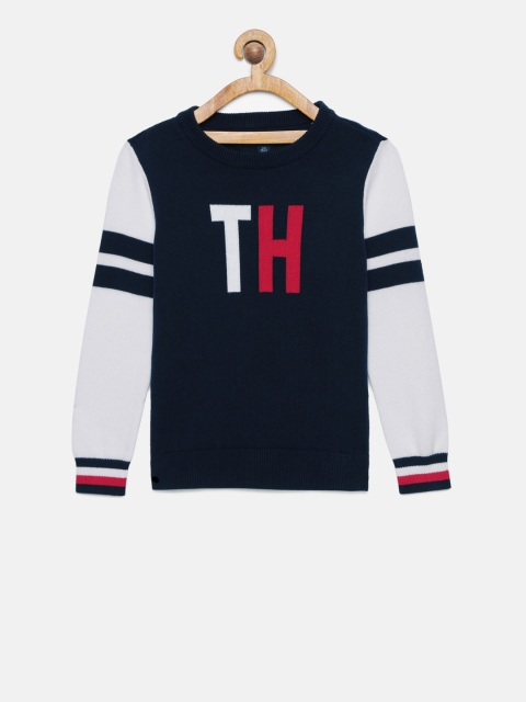 

Tommy Hilfiger Boys Blue & White Solid Sweater