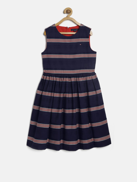

Tommy Hilfiger Girls Navy Blue & Red Fit and Flare Dress