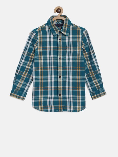 

Tommy Hilfiger Boys Blue & Brown Regular Fit Checked Casual Shirt