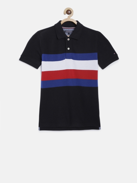 

Tommy Hilfiger Boys Black Solid Polo Collar T-shirt