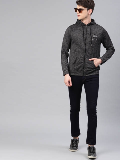 

American Crew Men Charcoal Solid Hooded Sweatshirt