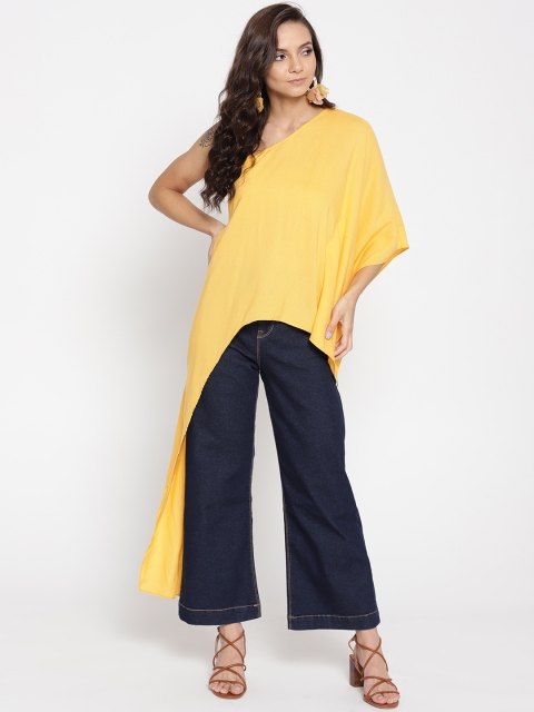 

MABISH by Sonal Jain Women Yellow Solid One-Shoulder Maxi Top