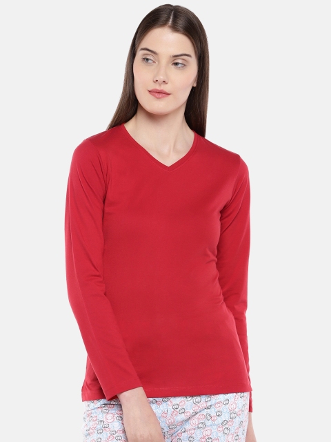

Sweet Dreams Women Red Solid Lounge T-shirt F-LFT-3101