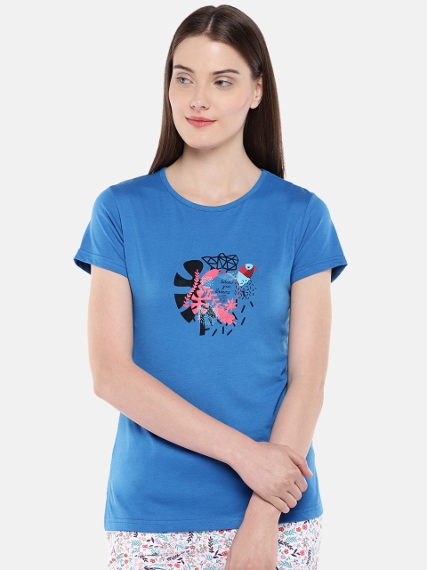 

Sweet Dreams Women Blue Printed Lounge T-shirt F-LLT-503