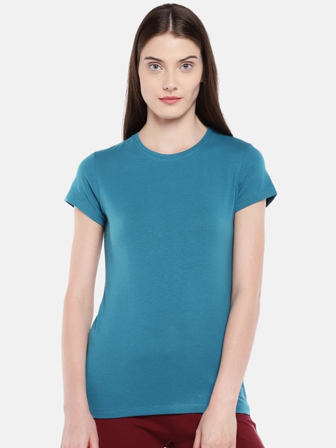 

Sweet Dreams Women Teal Blue Solid Round Neck T-shirt