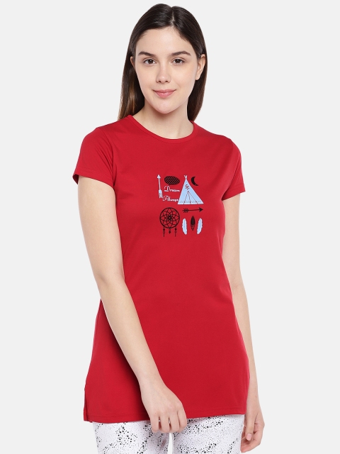 

Sweet Dreams Women Red Printed Lounge T-Shirt F-LLT-501