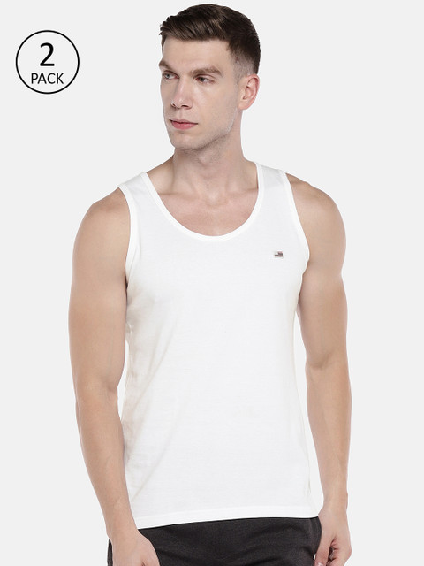 

Sweet Dreams Men Pack Of 2 White Solid Lounge T-shirt