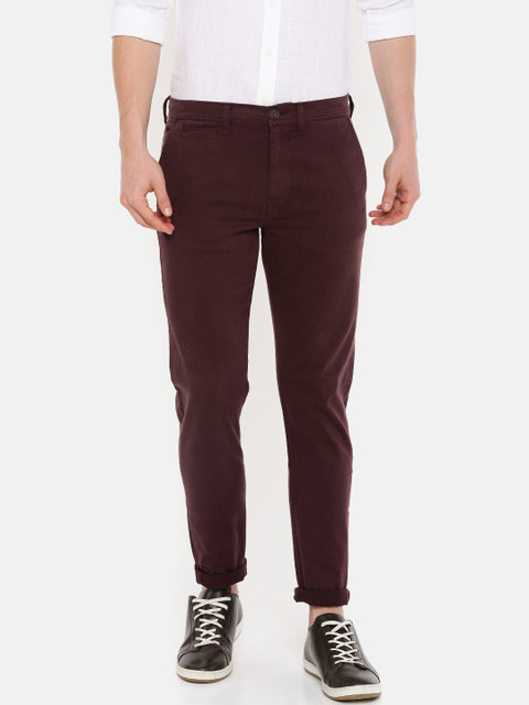 

Lee Men Maroon Slim Fit Solid Regular Trousers